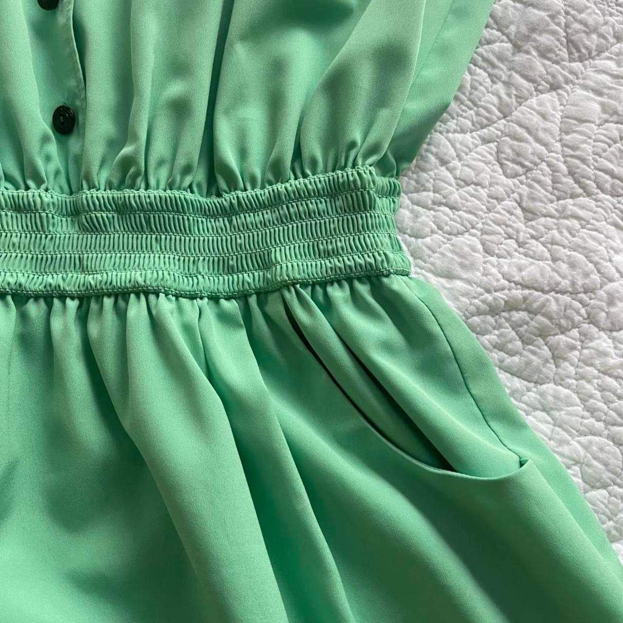 Mint green button up dress with pockets #summerdress #mintgreen #cocktail #formal - Thumbnail 4