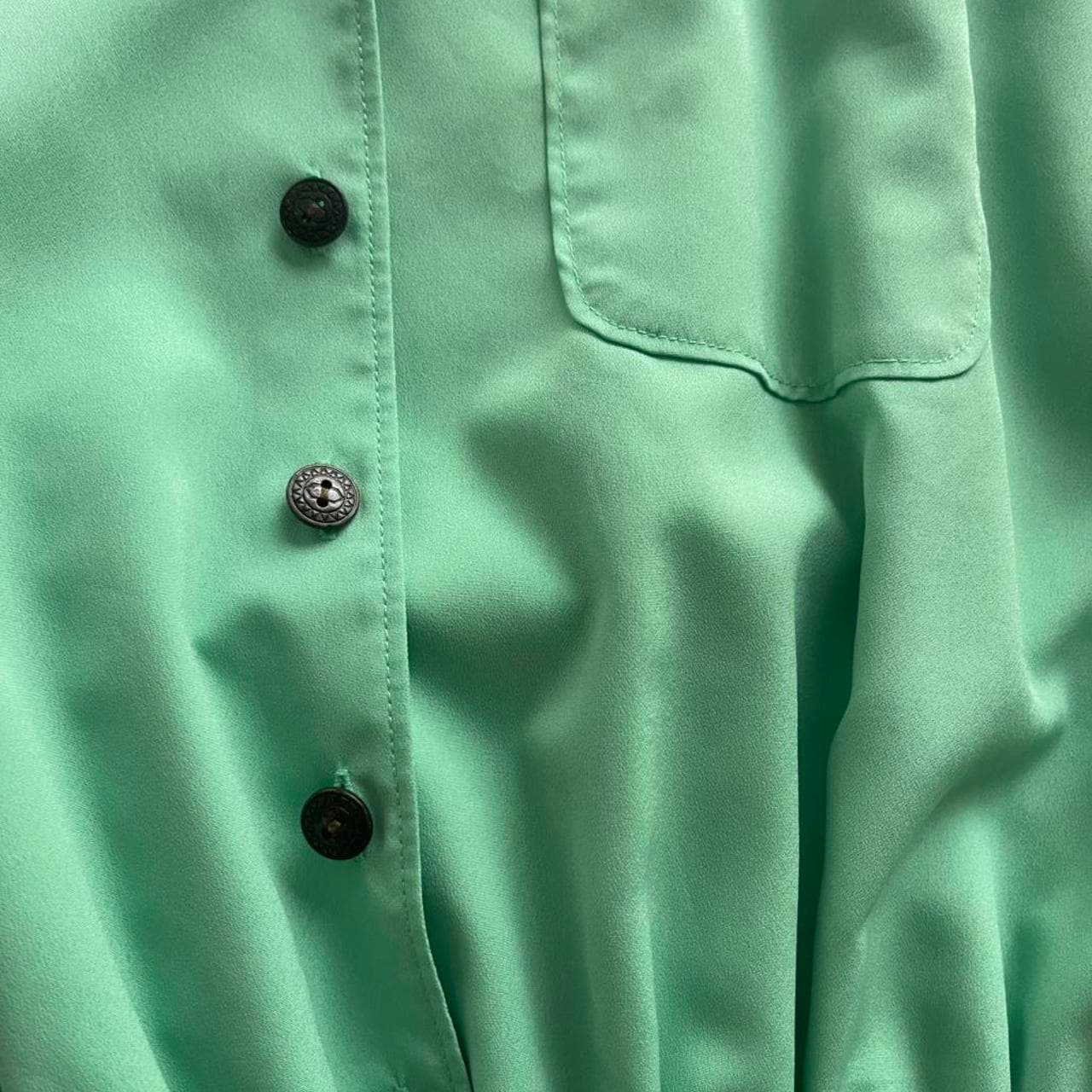 Mint green button up dress with pockets #summerdress #mintgreen #cocktail #formal - Thumbnail 3
