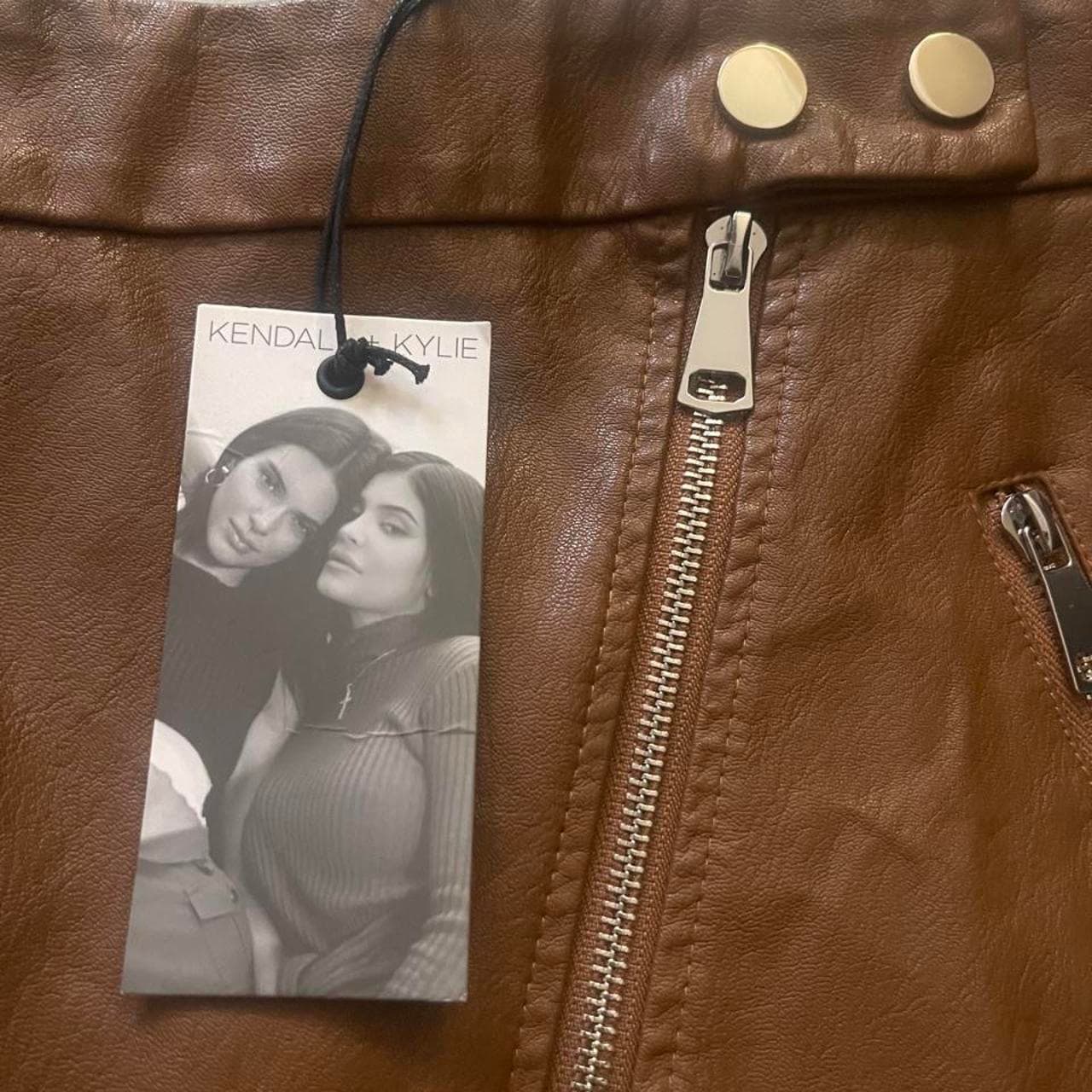 Kendall + Kylie Brown Faux Leather Mini Skirt Size S NWT - Thumbnail 2