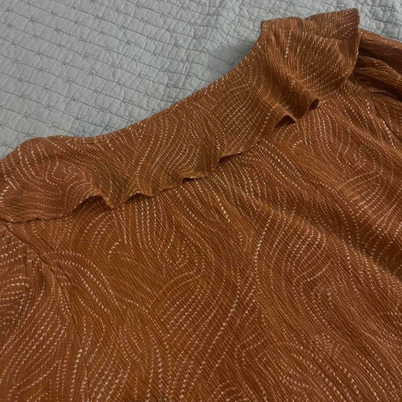Ann Taylor orange blouse with ruffle detail Size L #blouse #feminine #orange #ruffles - Thumbnail 5