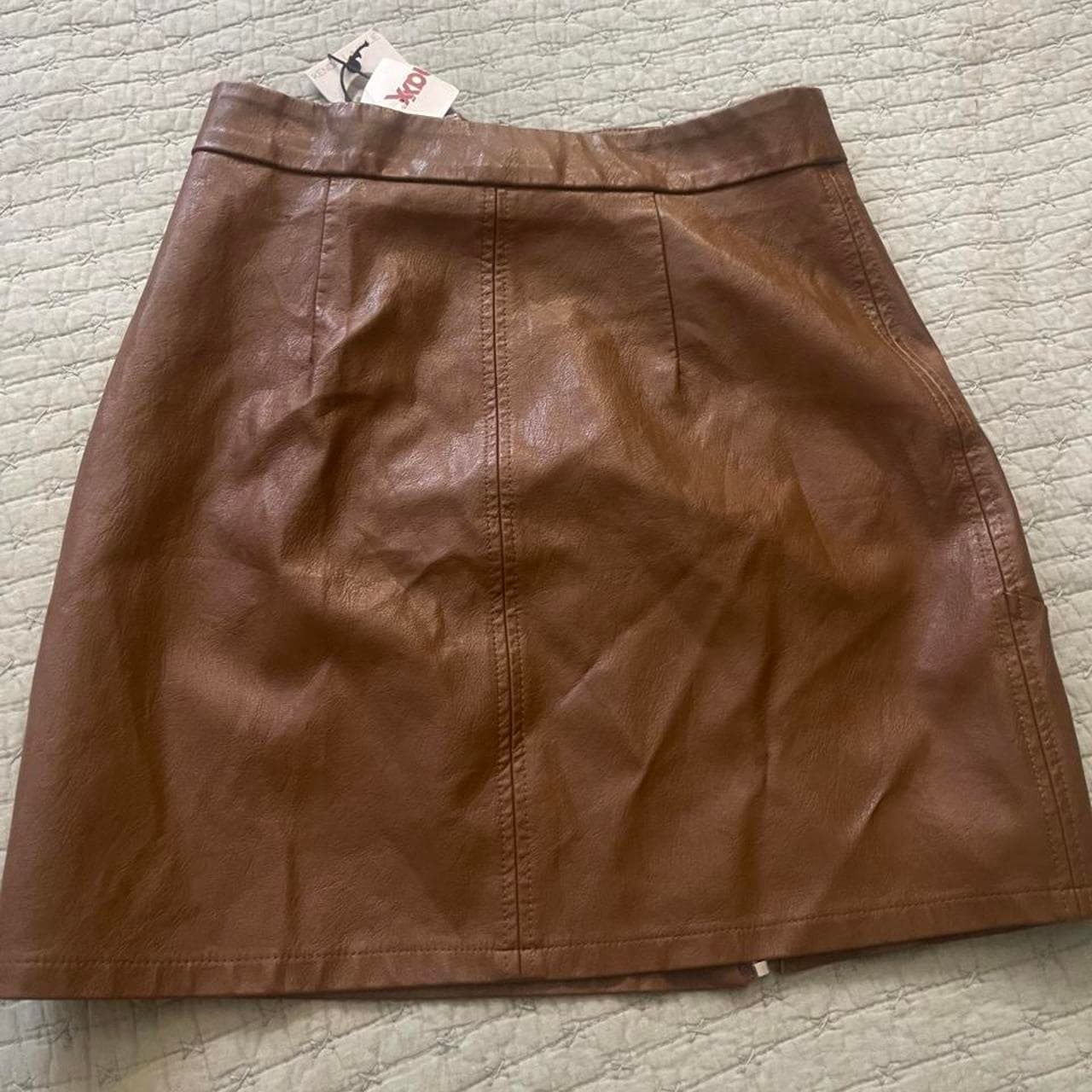 Kendall + Kylie Brown Faux Leather Mini Skirt Size S NWT - Thumbnail 3