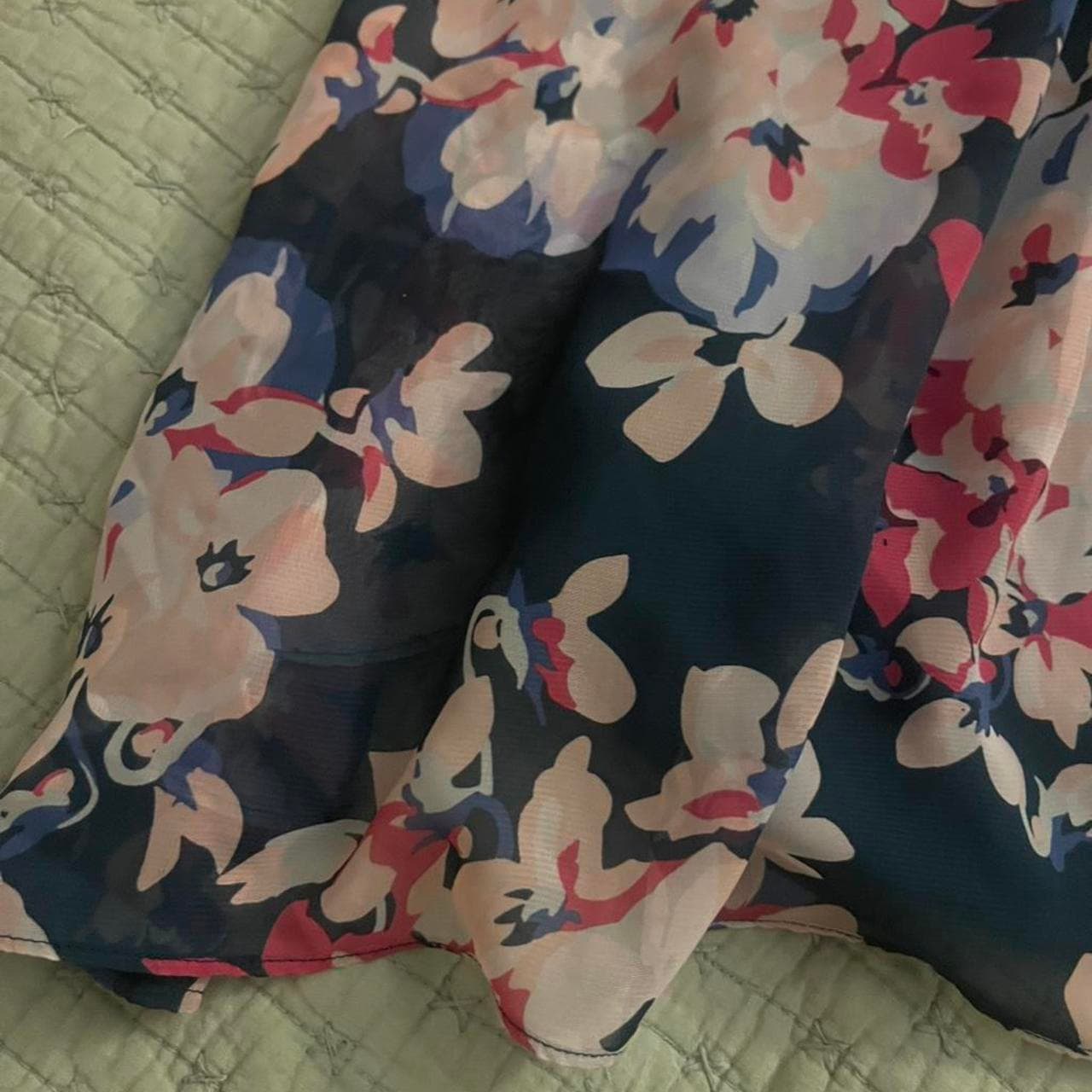 GAP Navy Floral Cotton A-Line Midi Dress - Thumbnail 2