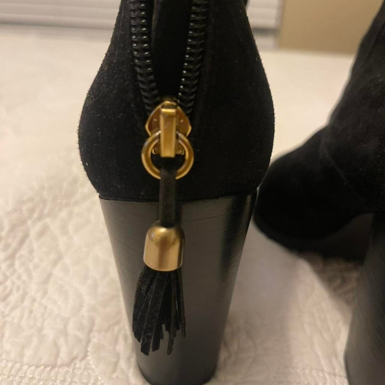 Anne Klein Black Suede Ankle Boots with Tassel Detail, Size 10 - Thumbnail 4