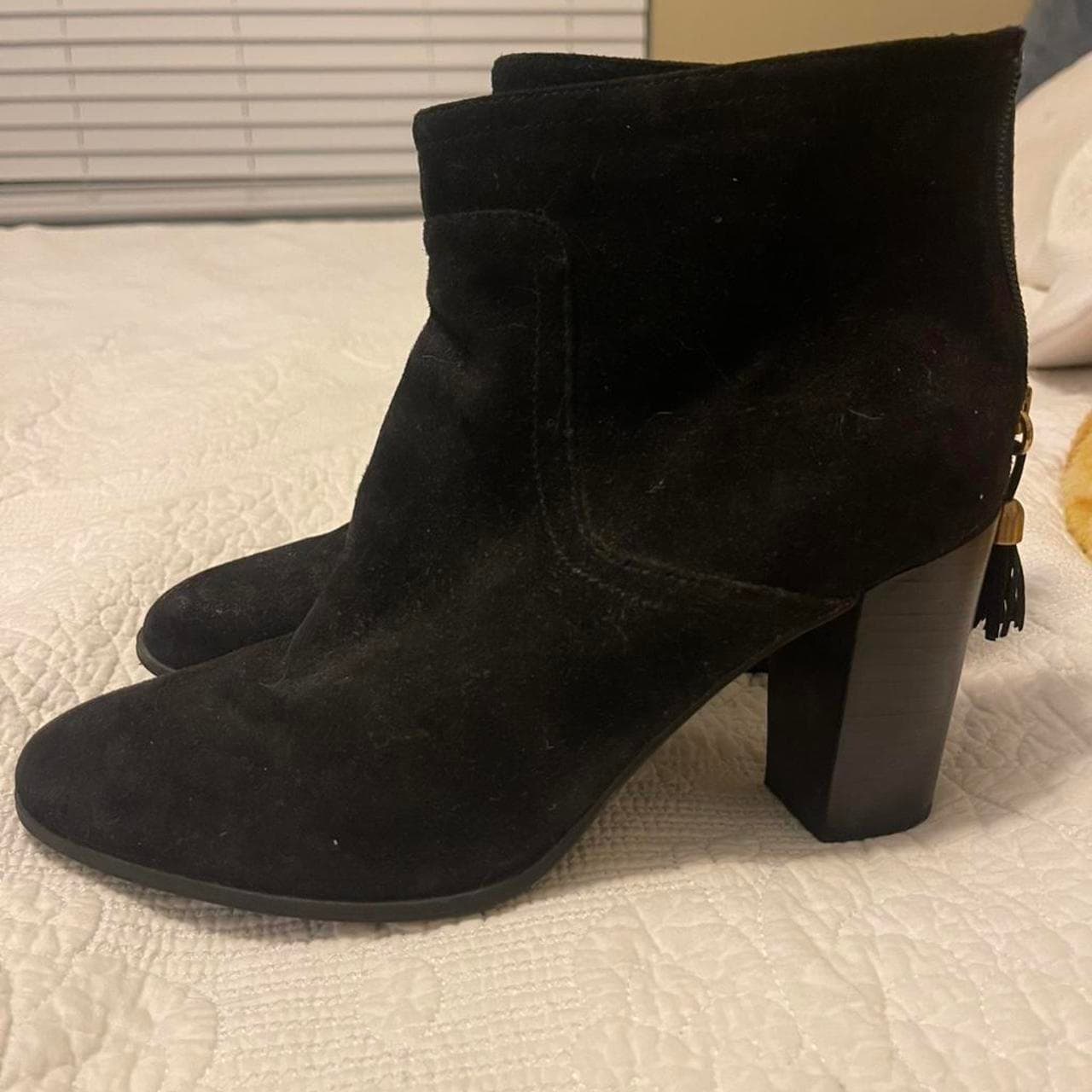 Anne Klein Black Suede Ankle Boots with Tassel Detail, Size 10 - Thumbnail 5
