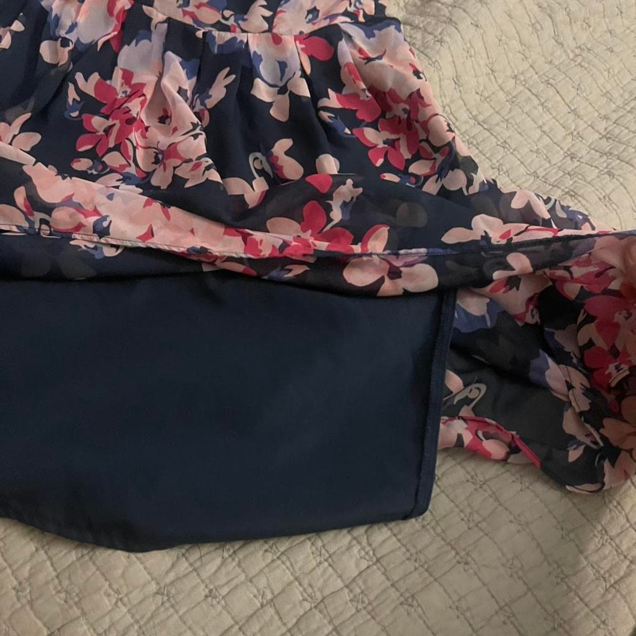 GAP Navy Floral Cotton A-Line Midi Dress - Thumbnail 3