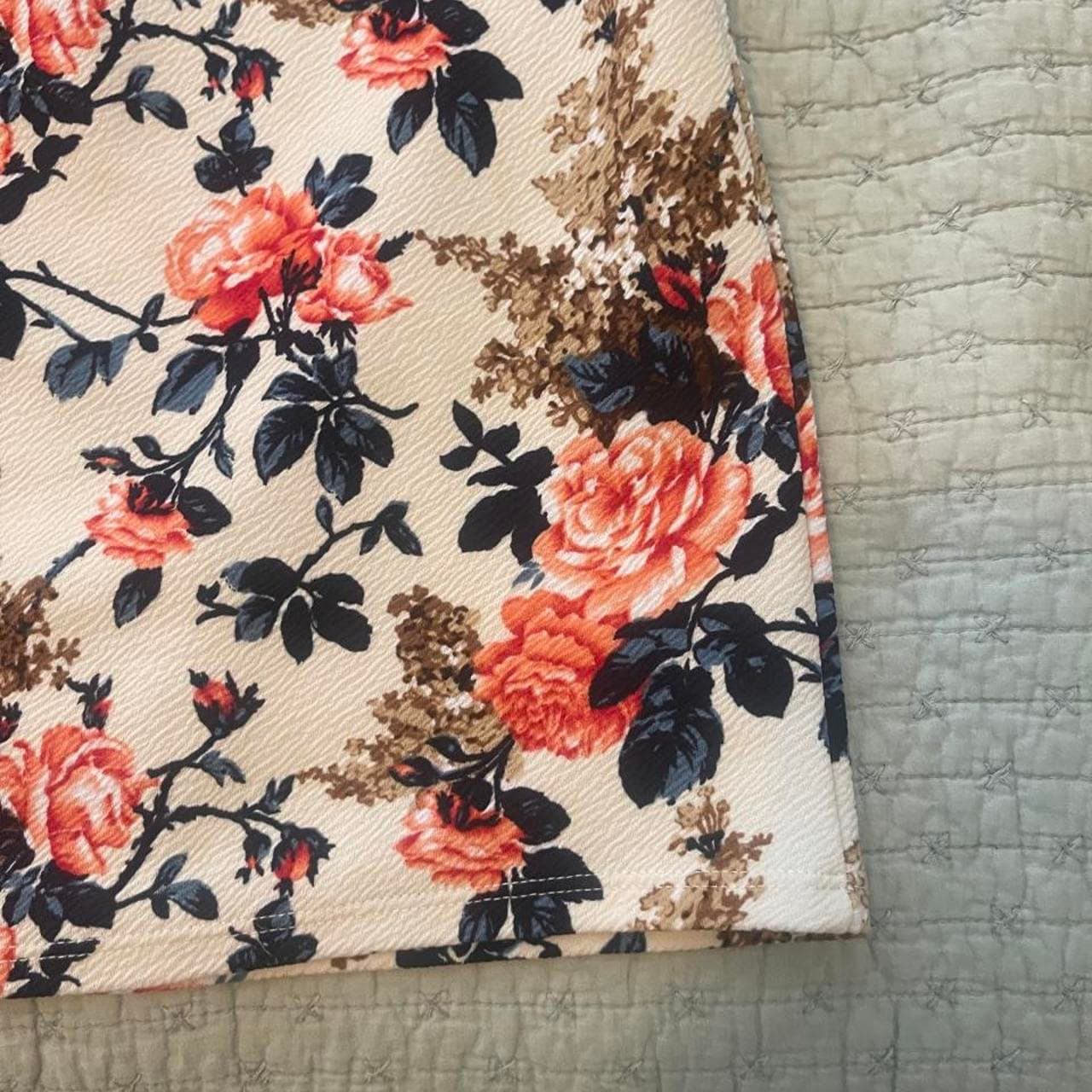 Navy blue floral mini dress with orange and black roses #floraldress #mini #cocktail #formal #dresses - Thumbnail 5