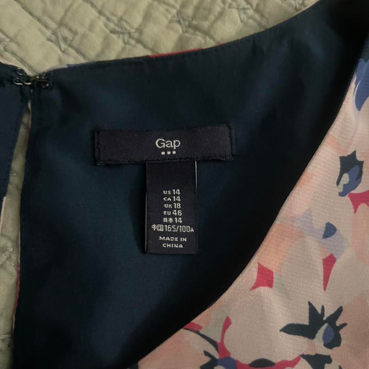 GAP Navy Floral Cotton A-Line Midi Dress - Thumbnail 6