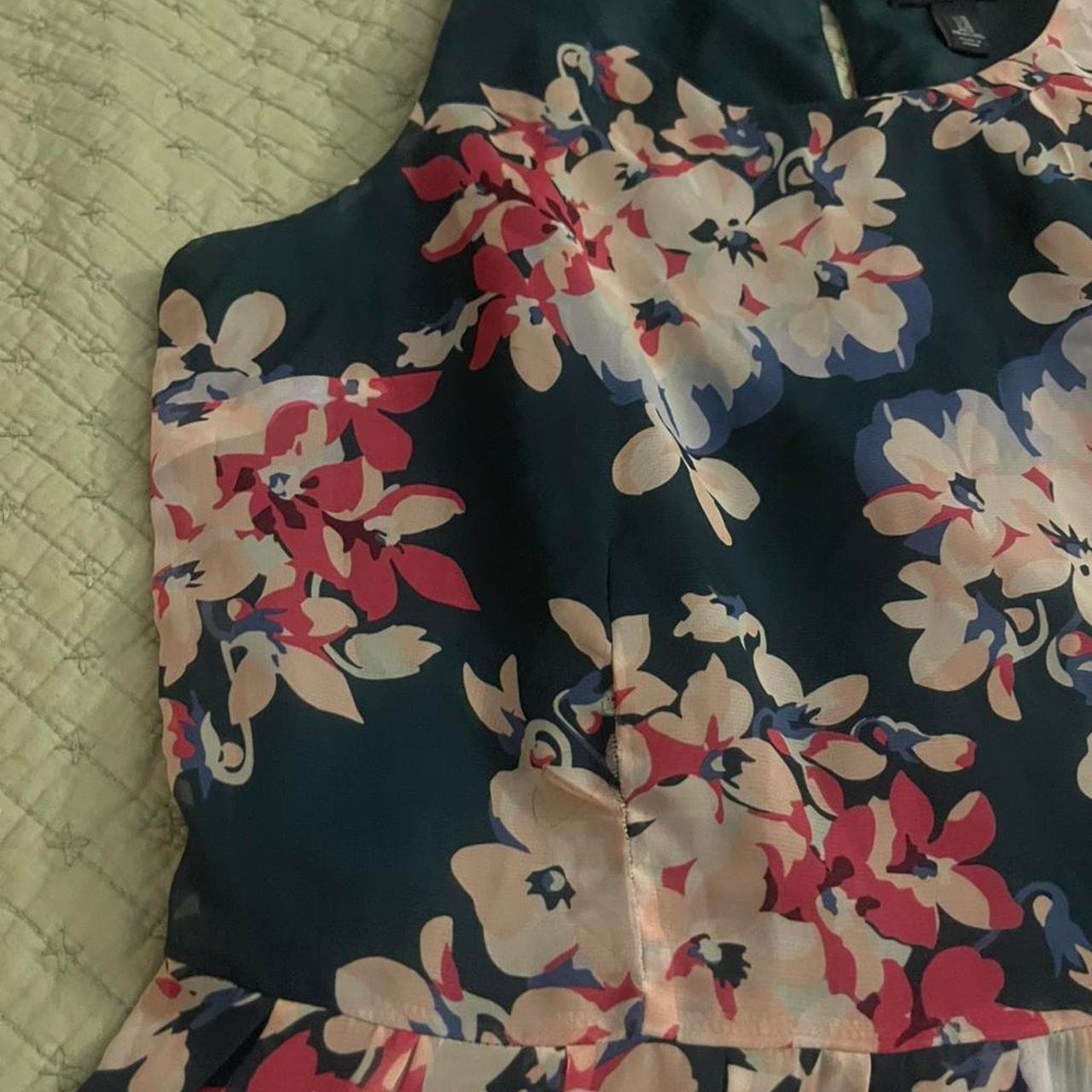 GAP Navy Floral Cotton A-Line Midi Dress - Thumbnail 5