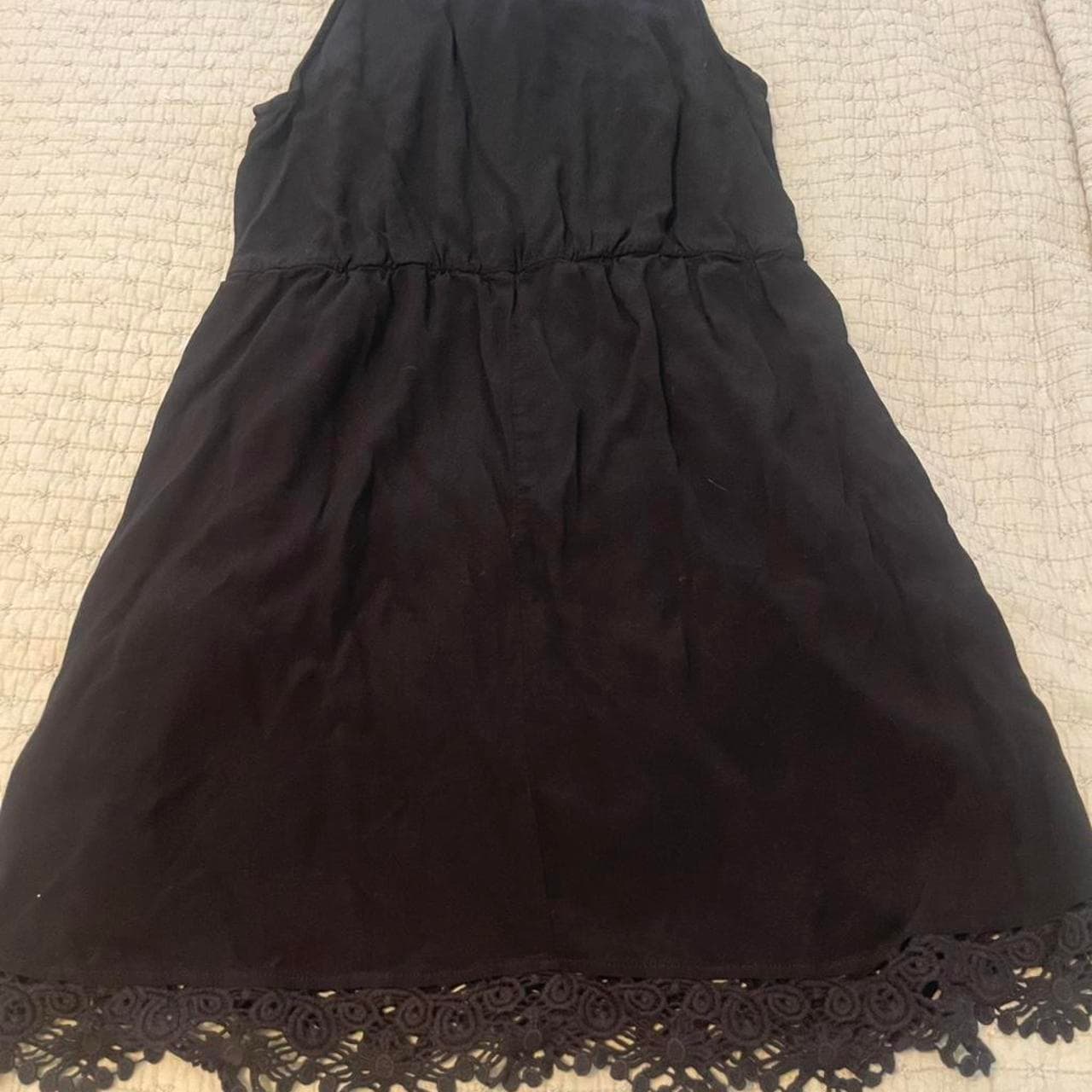 Black Lace Babydoll Dress with Bow Detail, Size XL - Thumbnail 4