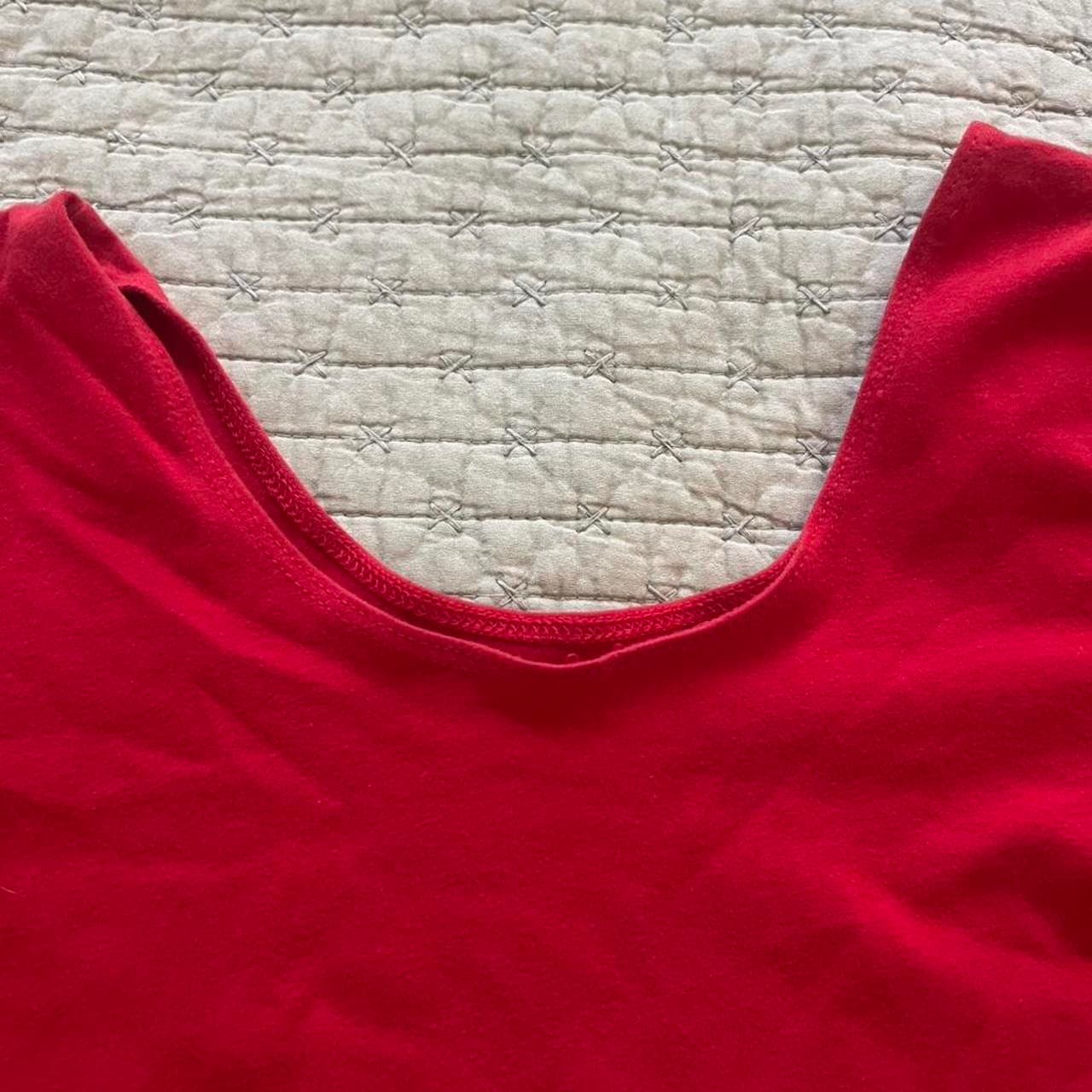 Red Cropped Top with Square Neckline - Thumbnail 2