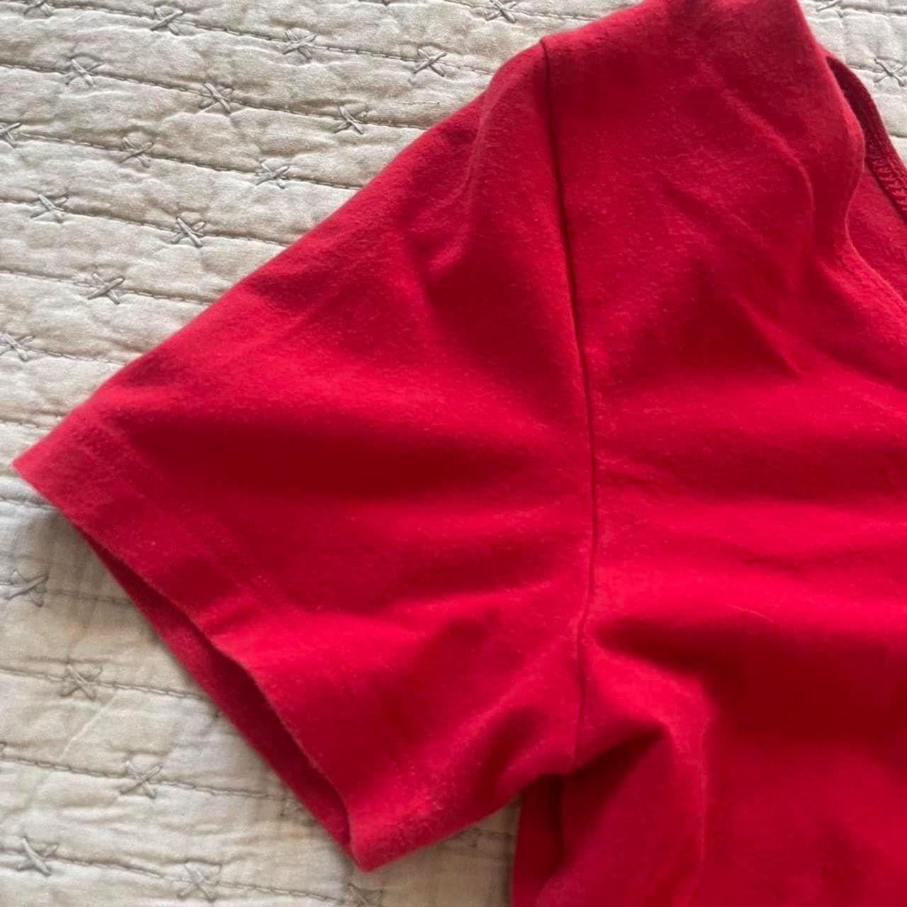 Red Cropped Top with Square Neckline - Thumbnail 4