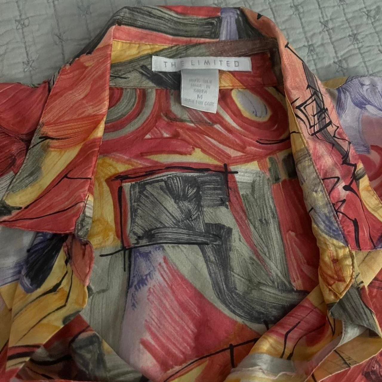 The Limited Silk Abstract Blouse, Multicolor, Size M - Thumbnail 3