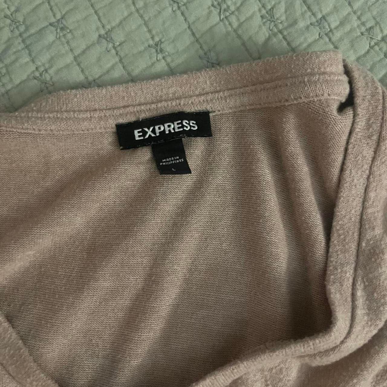 Express Tan Twist Detail Long Sleeve Top Large - Thumbnail 4