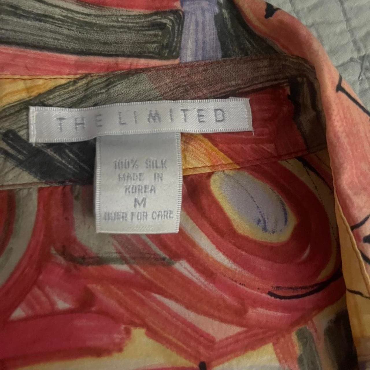 The Limited Silk Abstract Blouse, Multicolor, Size M - Thumbnail 4