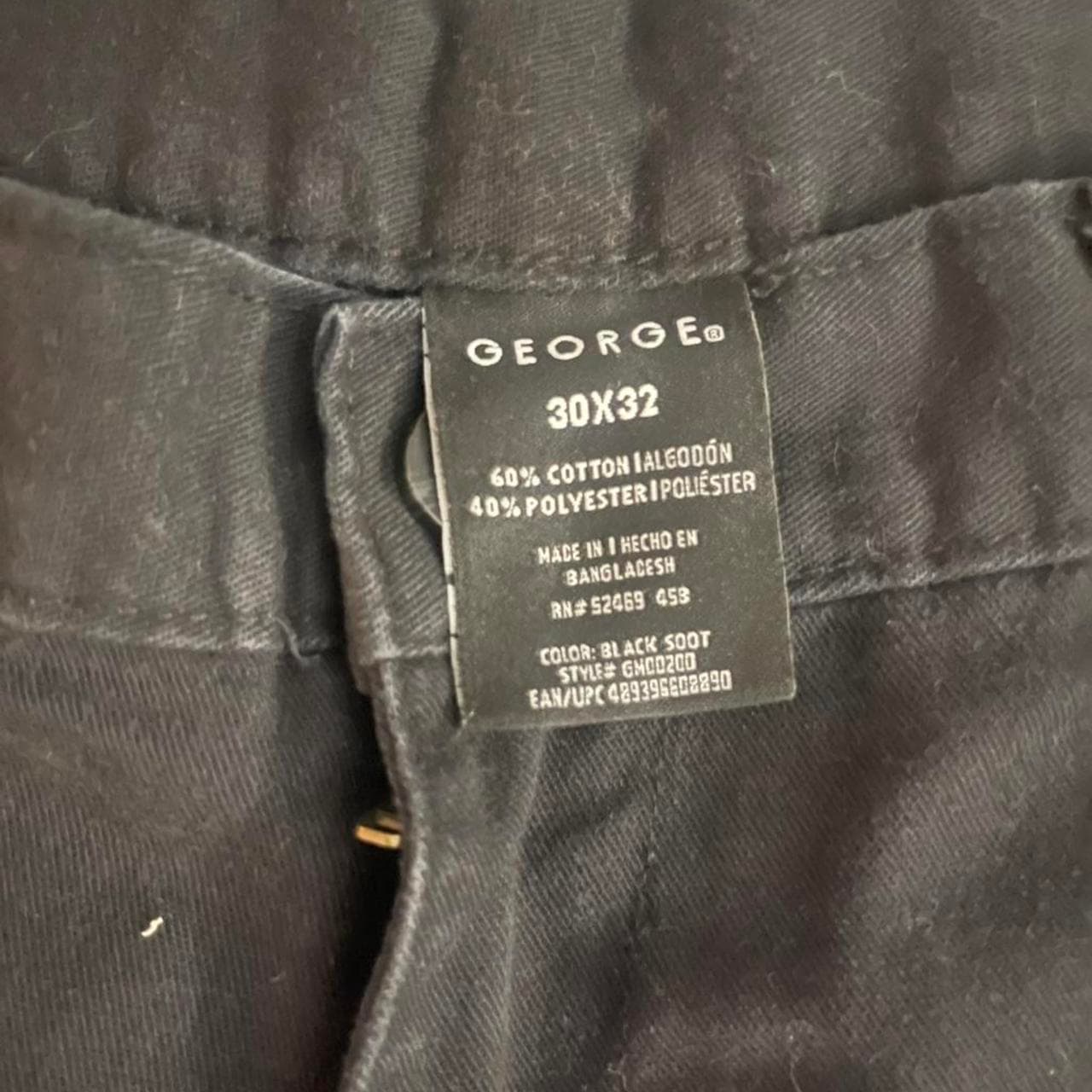Men's George Black Straight Leg Trousers, Size 30x32 - Thumbnail 2
