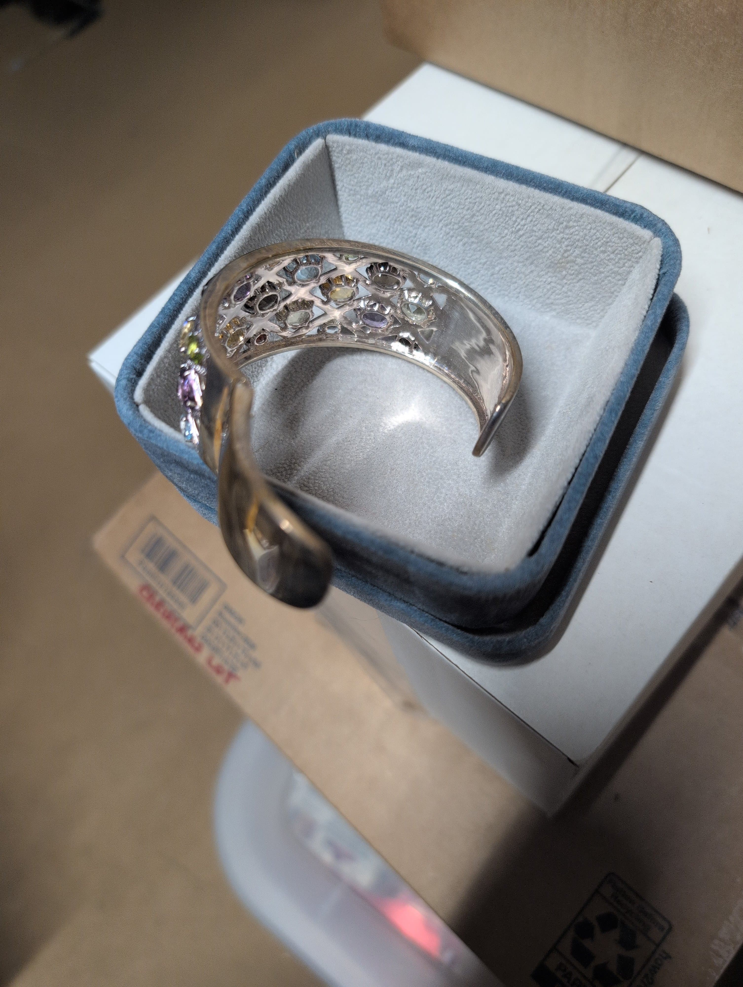 Multicolor Gemstone Cuff Bracelet in Gift Box - Thumbnail 2
