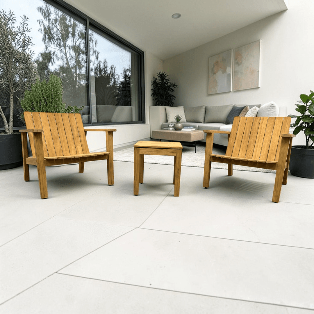 Neighbor Low Chair Teak Adirondack With Low Outdoor Side Table Set of 3