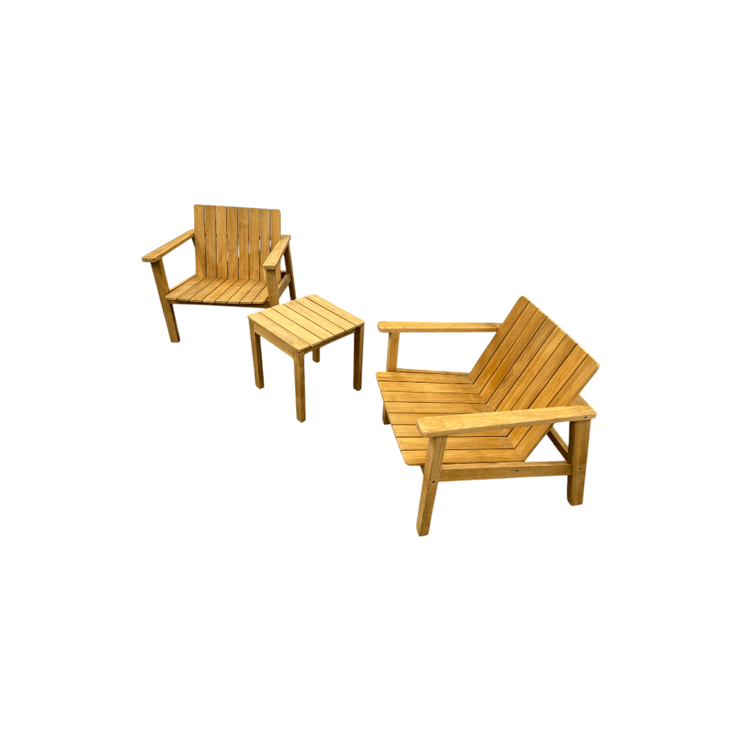 Neighbor Low Chair Teak Adirondack With Low Outdoor Side Table Set of 3 - Thumbnail 2