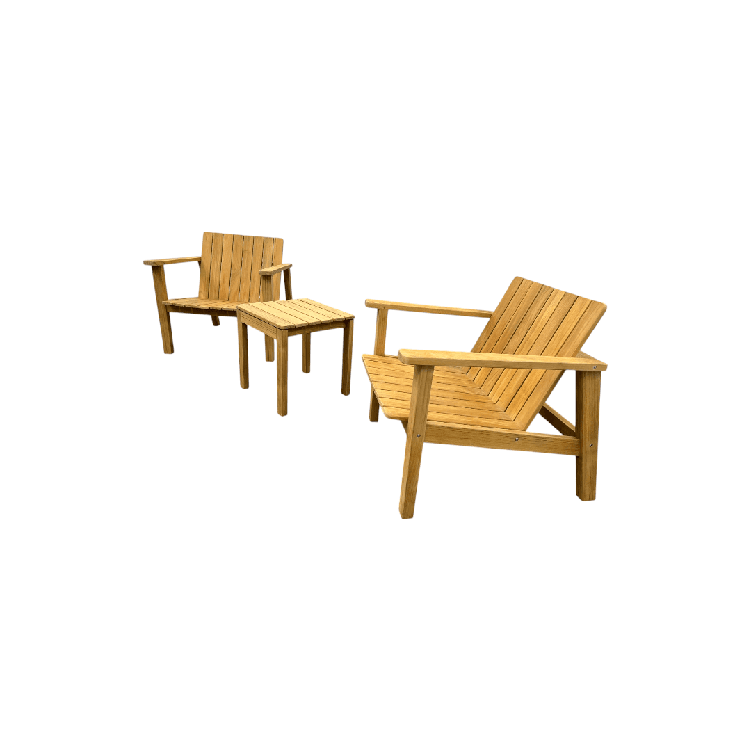 Neighbor Low Chair Teak Adirondack With Low Outdoor Side Table Set of 3 - Thumbnail 3