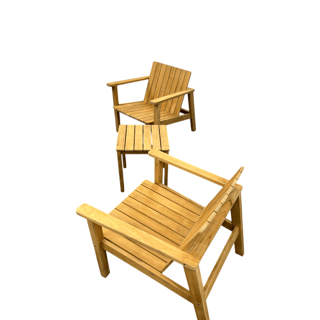 Neighbor Low Chair Teak Adirondack With Low Outdoor Side Table Set of 3 - Thumbnail 4