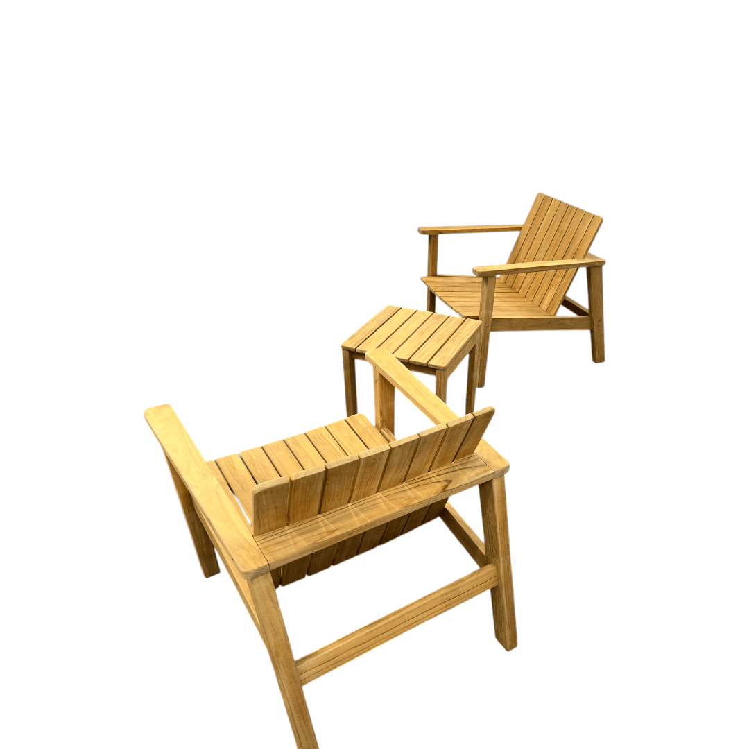 Neighbor Low Chair Teak Adirondack With Low Outdoor Side Table Set of 3 - Thumbnail 6