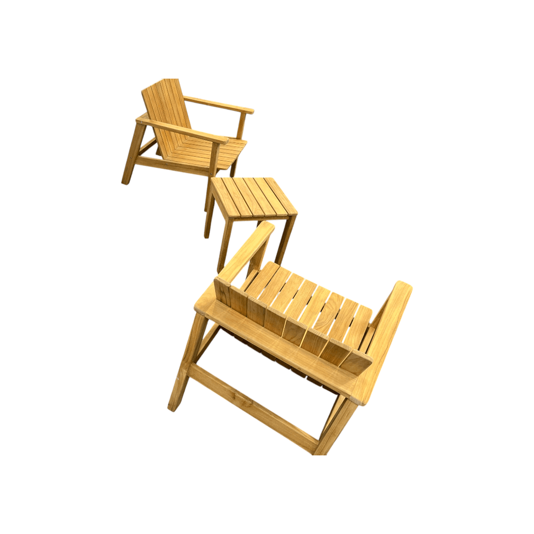 Neighbor Low Chair Teak Adirondack With Low Outdoor Side Table Set of 3 - Thumbnail 11