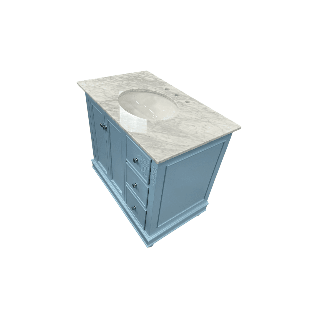 Kitchen Bath Collection Bella Bathroom Vanity with Carrara Marble Top - Powder Blue - Thumbnail 2