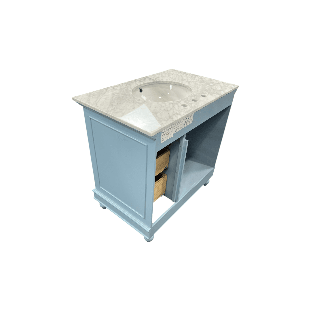 Kitchen Bath Collection Bella Bathroom Vanity with Carrara Marble Top - Powder Blue - Thumbnail 7
