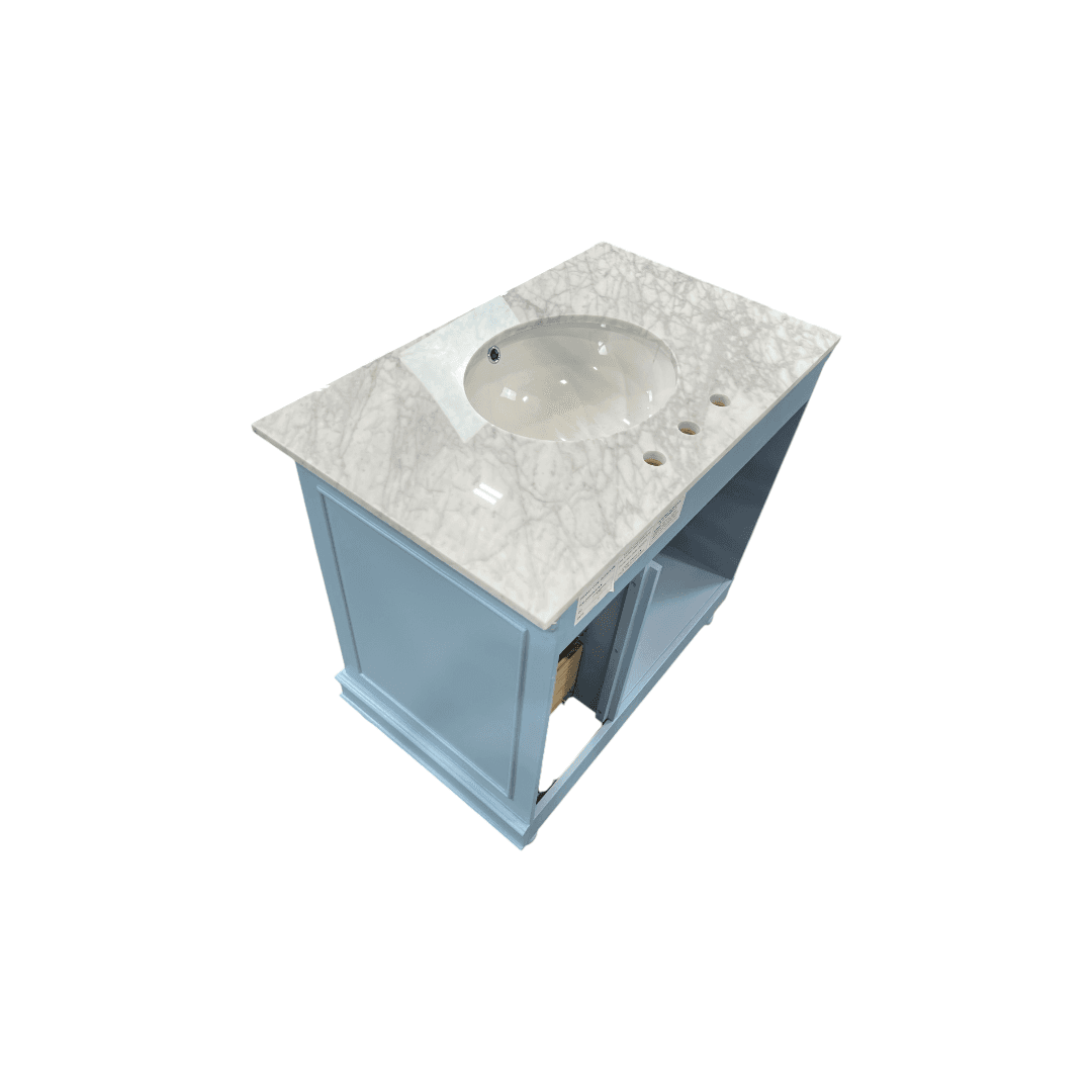 Kitchen Bath Collection Bella Bathroom Vanity with Carrara Marble Top - Powder Blue - Thumbnail 8