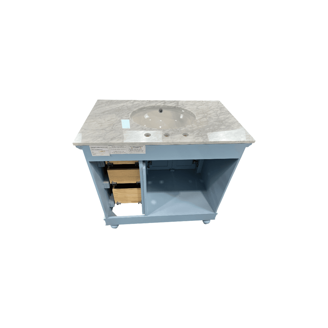 Kitchen Bath Collection Bella Bathroom Vanity with Carrara Marble Top - Powder Blue - Thumbnail 9