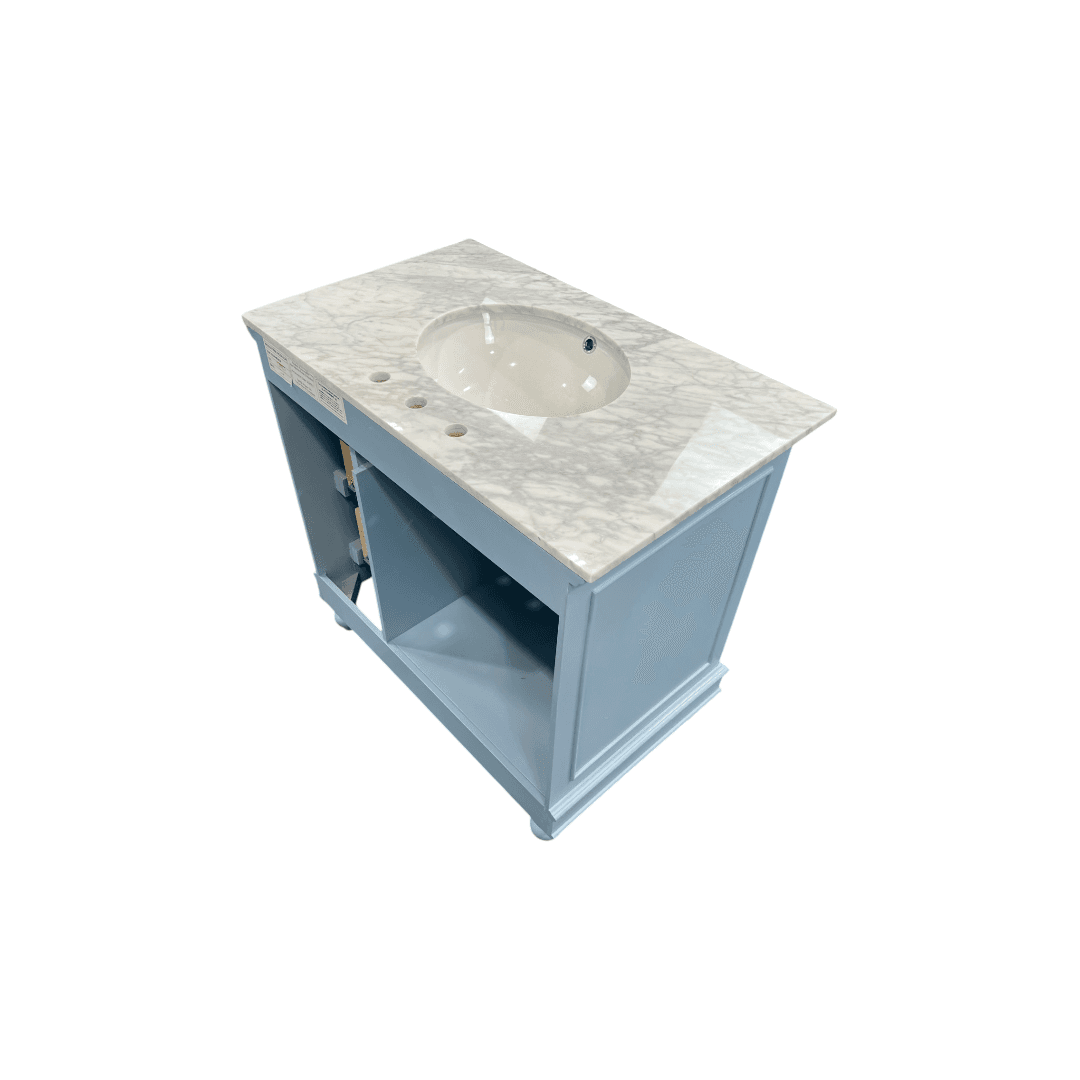 Kitchen Bath Collection Bella Bathroom Vanity with Carrara Marble Top - Powder Blue - Thumbnail 12