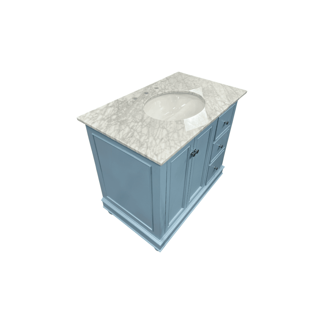 Kitchen Bath Collection Bella Bathroom Vanity with Carrara Marble Top - Powder Blue - Thumbnail 16