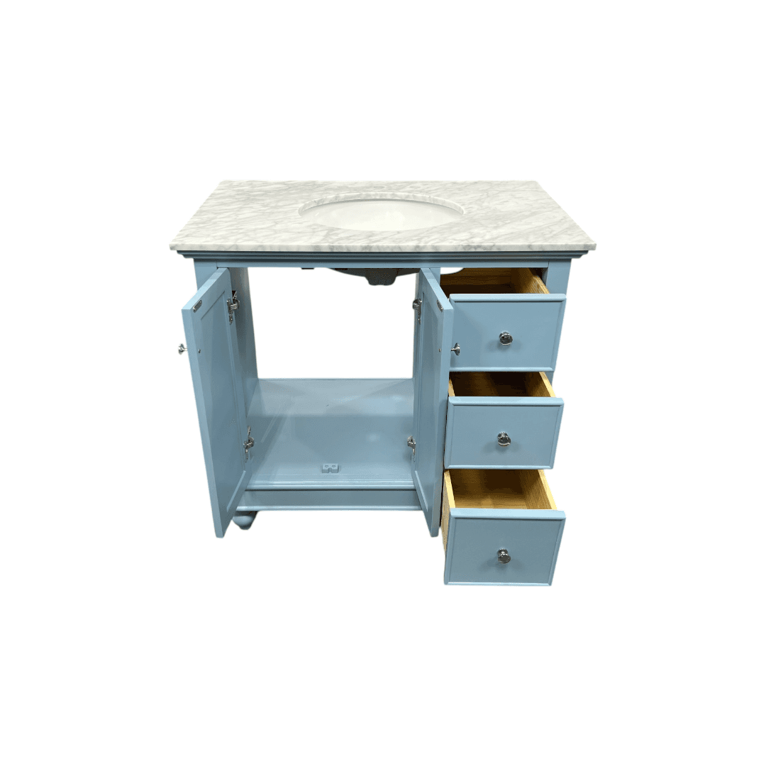 Kitchen Bath Collection Bella Bathroom Vanity with Carrara Marble Top - Powder Blue - Thumbnail 17