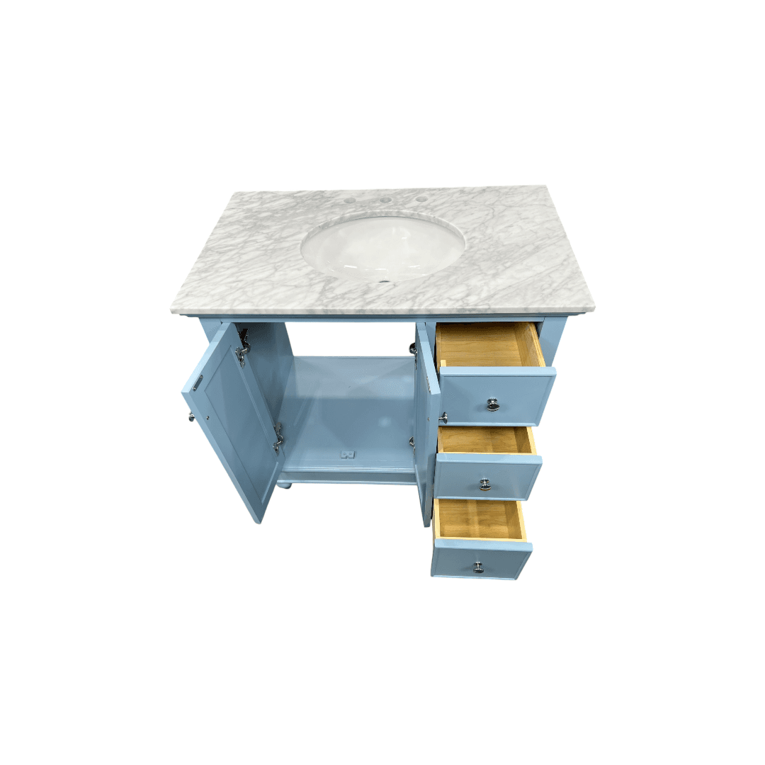 Kitchen Bath Collection Bella Bathroom Vanity with Carrara Marble Top - Powder Blue - Thumbnail 18