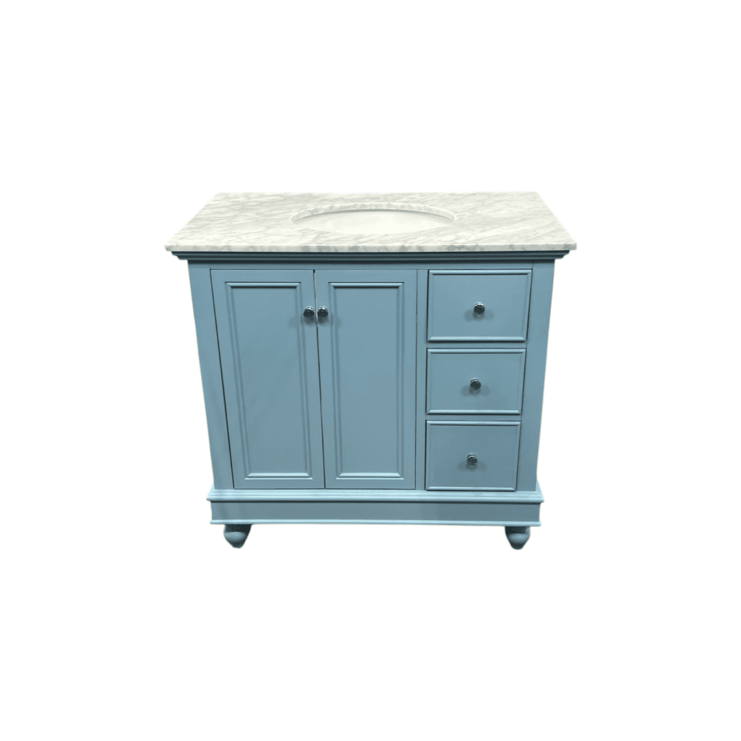 Kitchen Bath Collection Bella Bathroom Vanity with Carrara Marble Top - Powder Blue - Thumbnail 20
