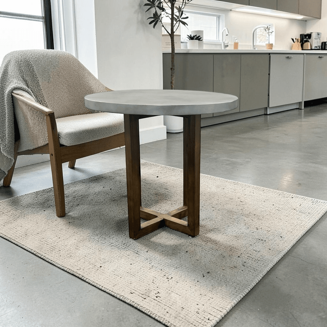 Gracie Oaks Round Minimalist Solid Wood Dining Table