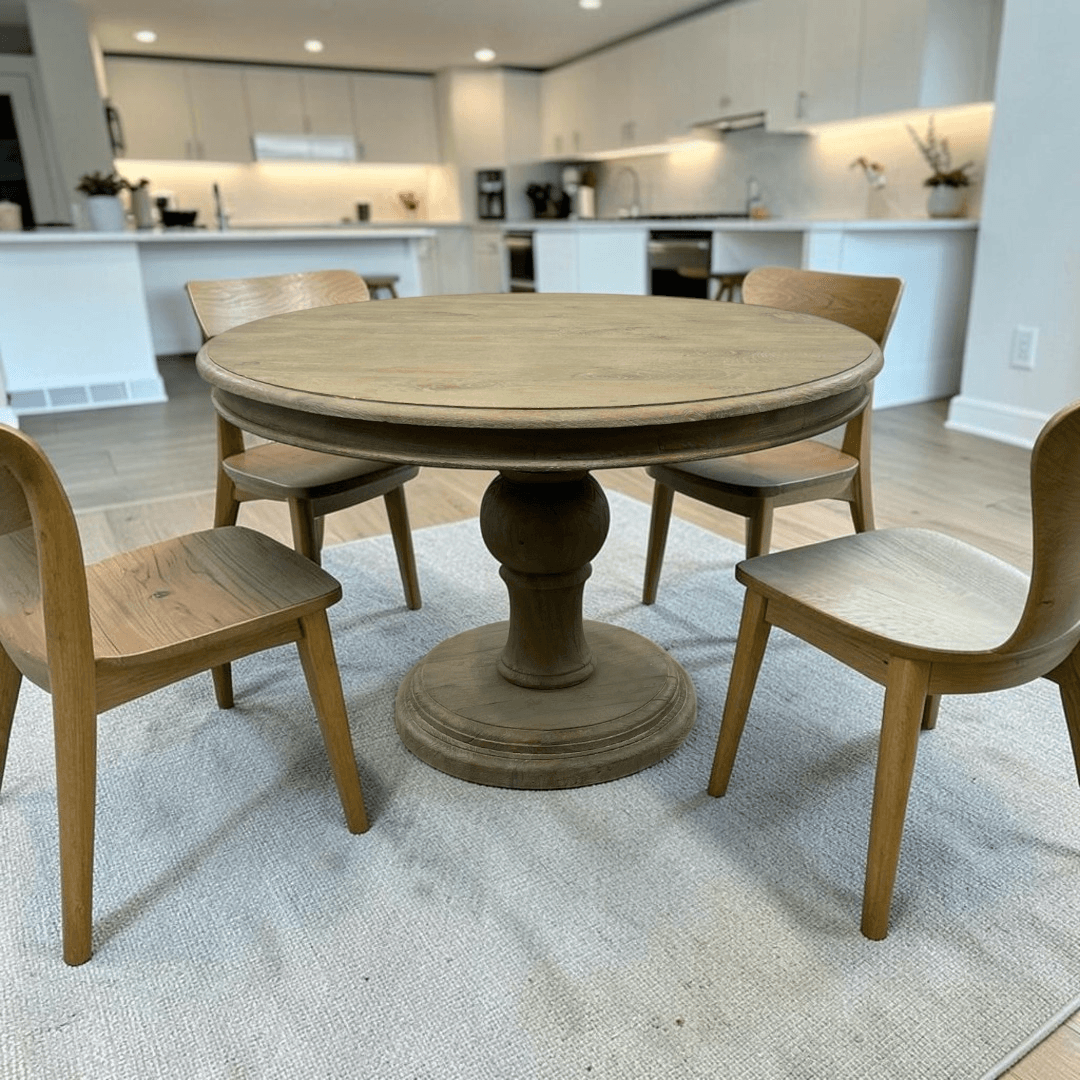 Dovetail Furniture Mango Solid Wood Pedestal Dining Table