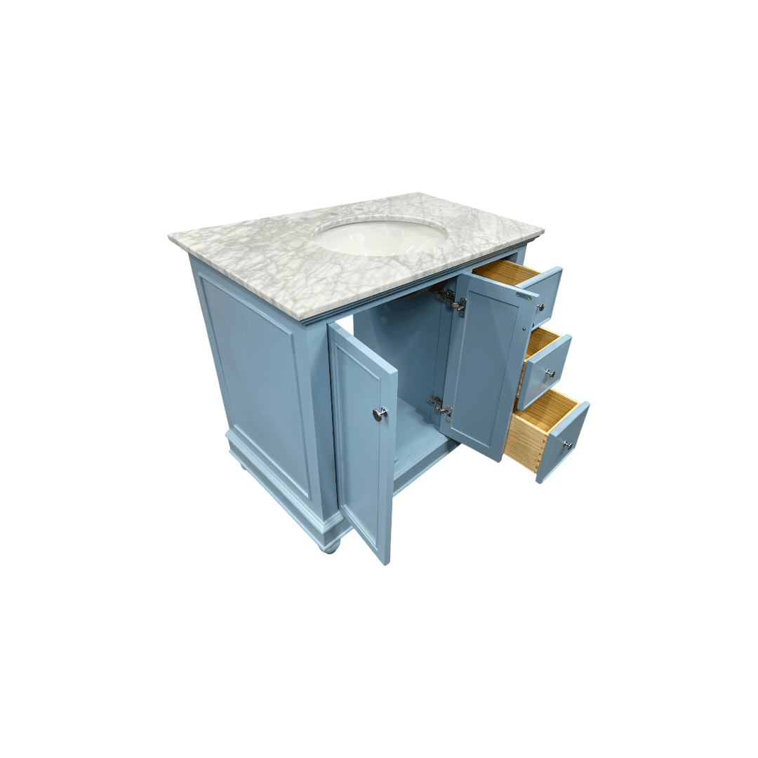 Kitchen Bath Collection Bella Bathroom Vanity with Carrara Marble Top - Powder Blue - Thumbnail 24