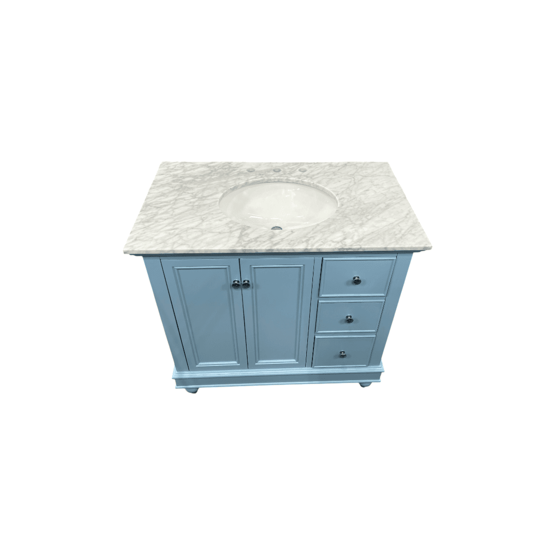 Kitchen Bath Collection Bella Bathroom Vanity with Carrara Marble Top - Powder Blue - Thumbnail 22