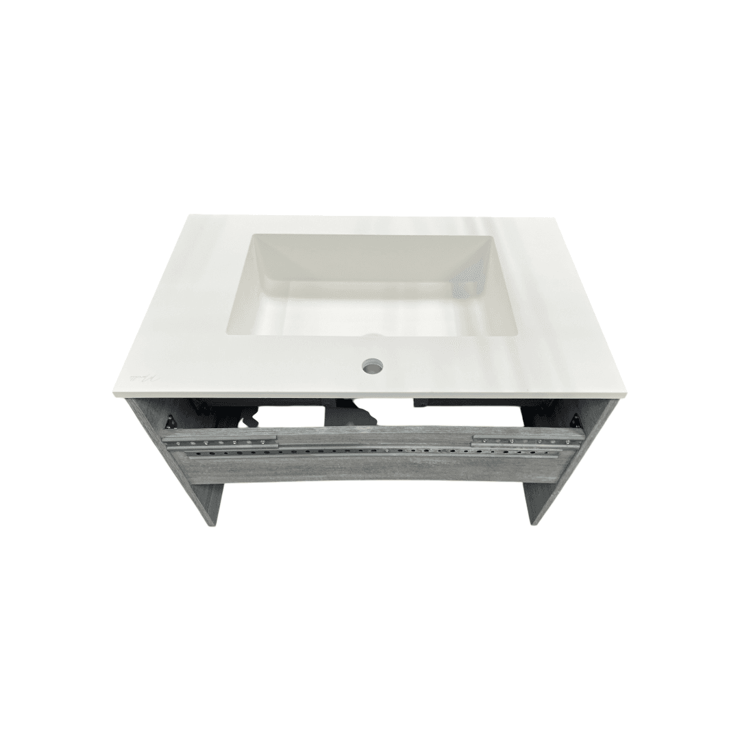 Latitude Run Wall Hung Single Bathroom Gray Vanity With Solid Stone Top - Thumbnail 12