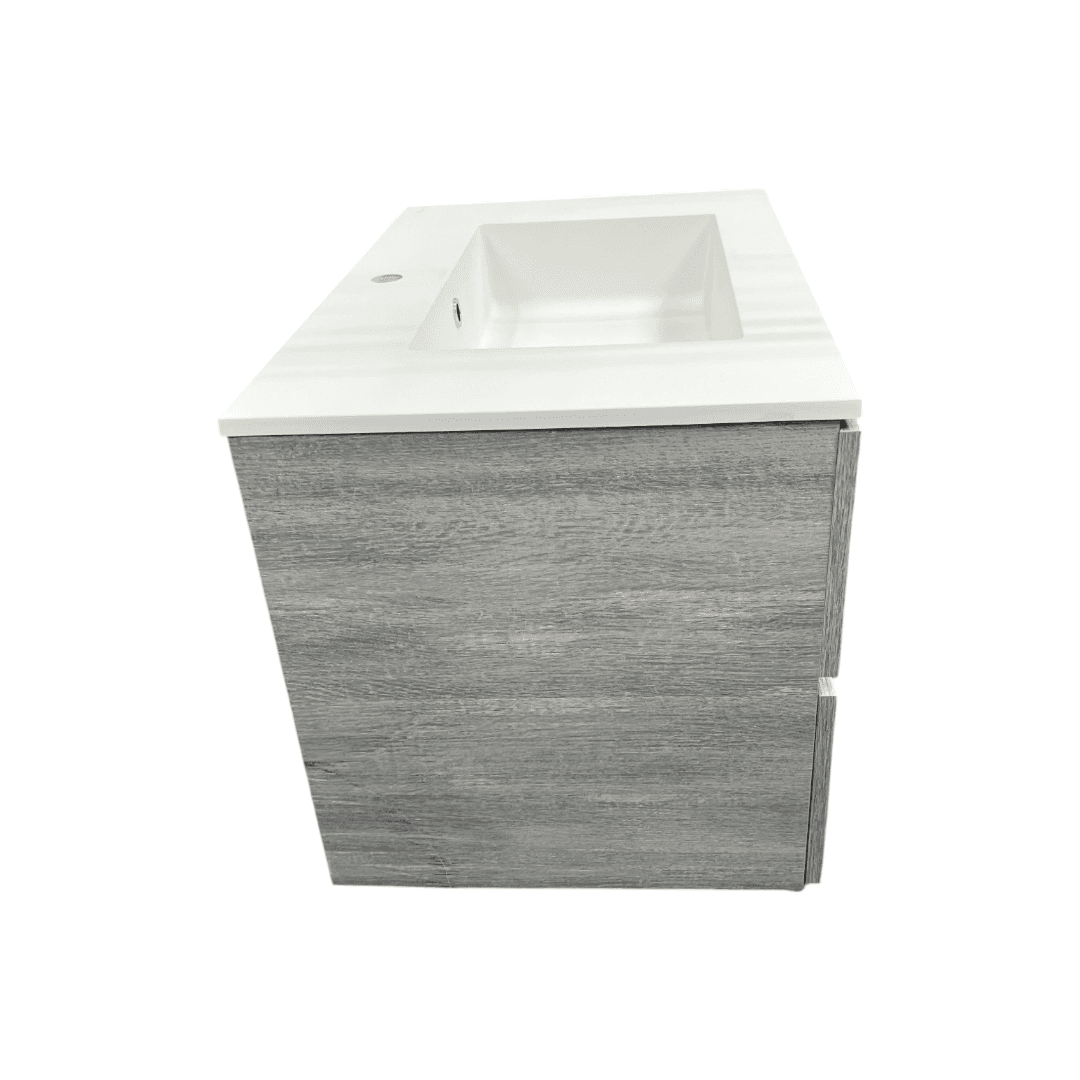 Latitude Run Wall Hung Single Bathroom Gray Vanity With Solid Stone Top - Thumbnail 17