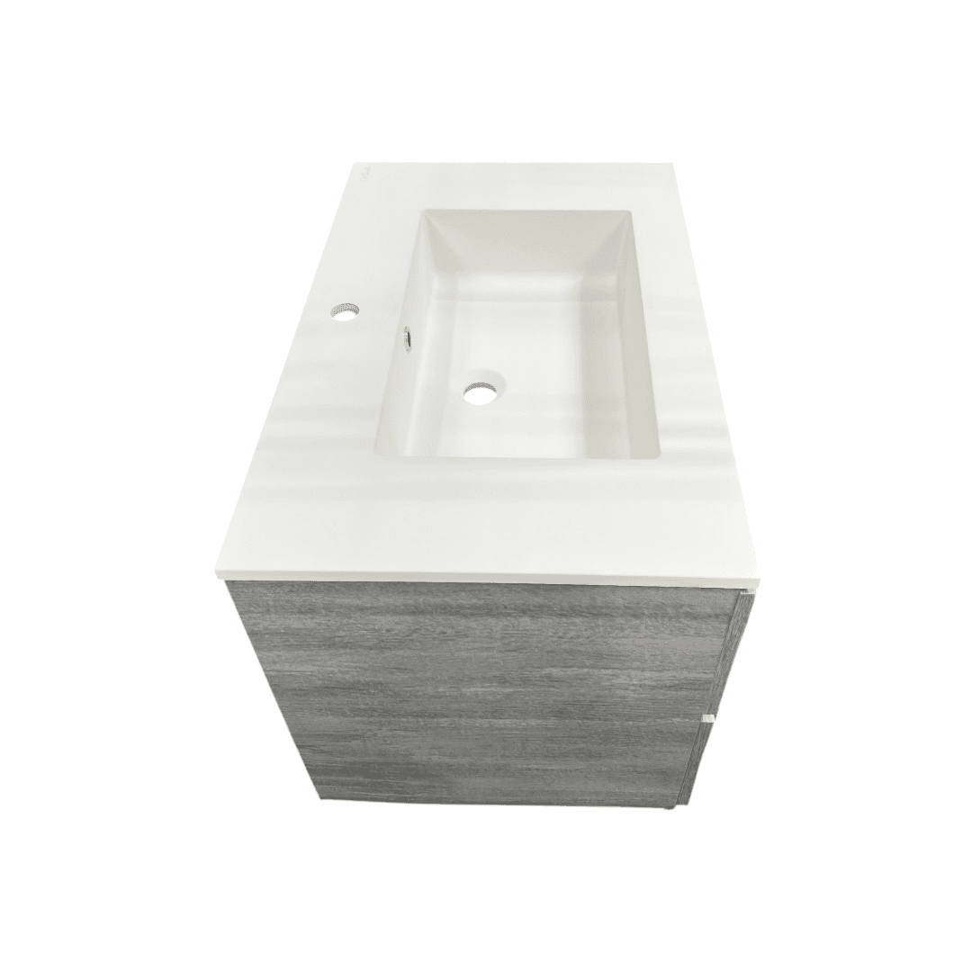 Latitude Run Wall Hung Single Bathroom Gray Vanity With Solid Stone Top - Thumbnail 16