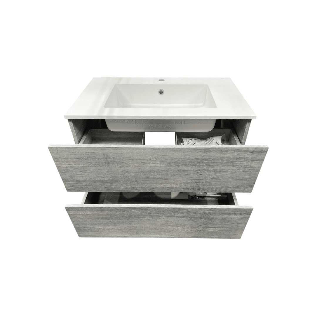 Latitude Run Wall Hung Single Bathroom Gray Vanity With Solid Stone Top - Thumbnail 20