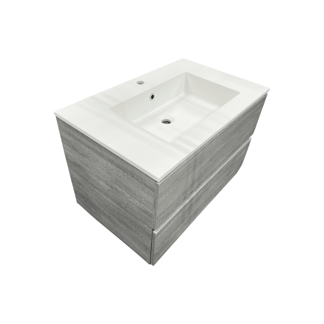 Latitude Run Wall Hung Single Bathroom Gray Vanity With Solid Stone Top - Thumbnail 19