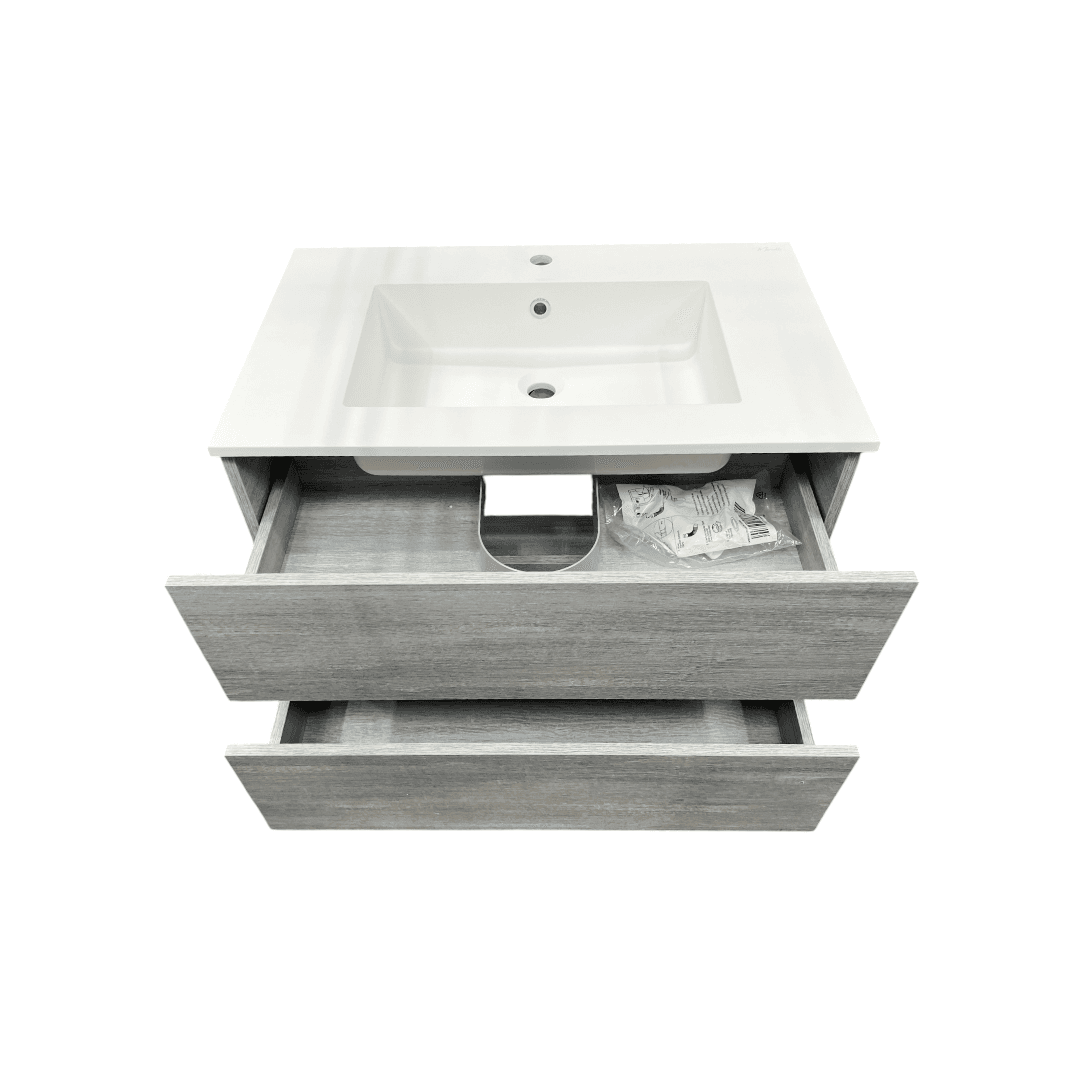 Latitude Run Wall Hung Single Bathroom Gray Vanity With Solid Stone Top - Thumbnail 21