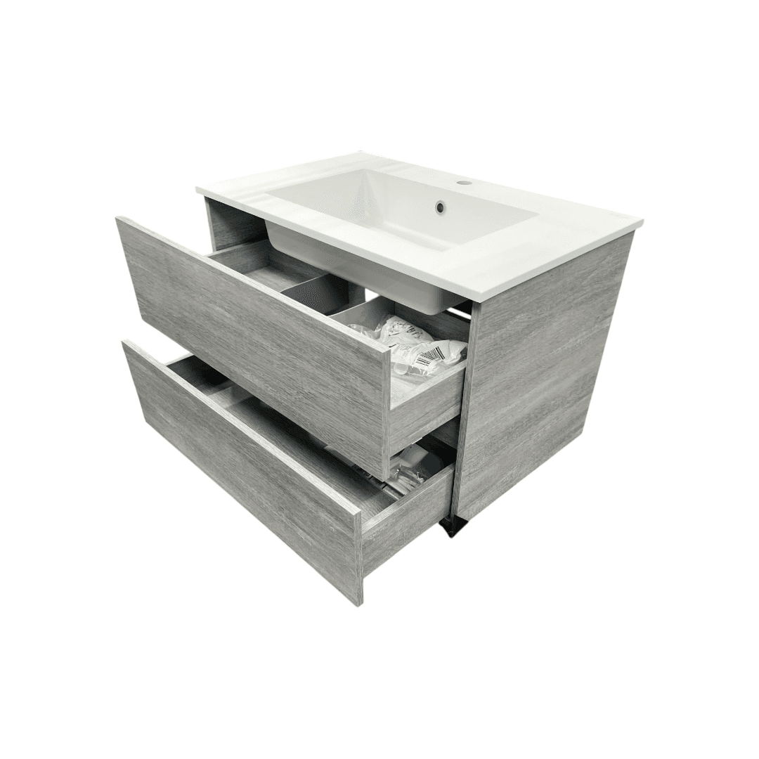 Latitude Run Wall Hung Single Bathroom Gray Vanity With Solid Stone Top - Thumbnail 22