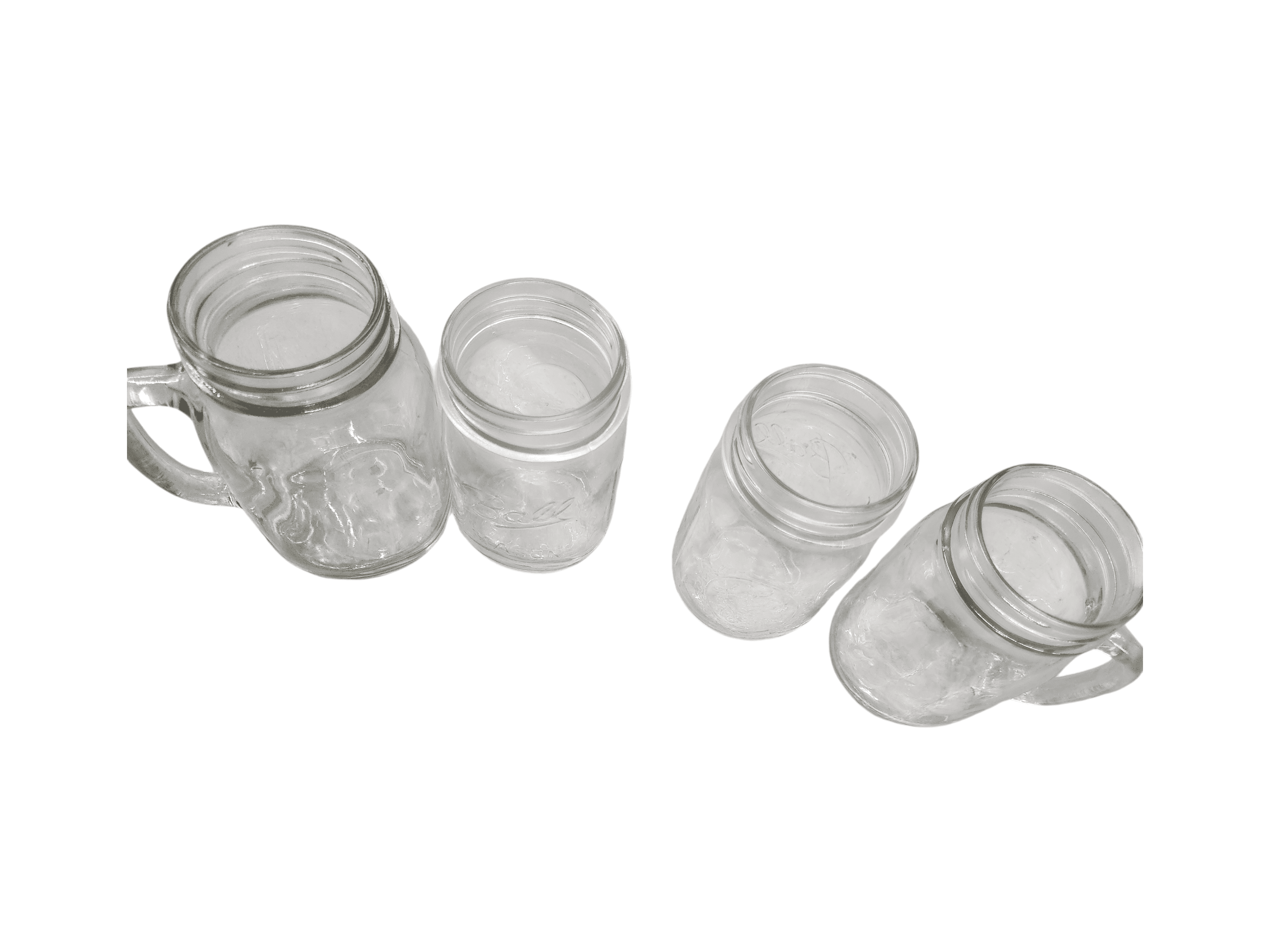 Set of 4 Assorted Clear Glass Mason Jars 2 with Handle - Thumbnail 3