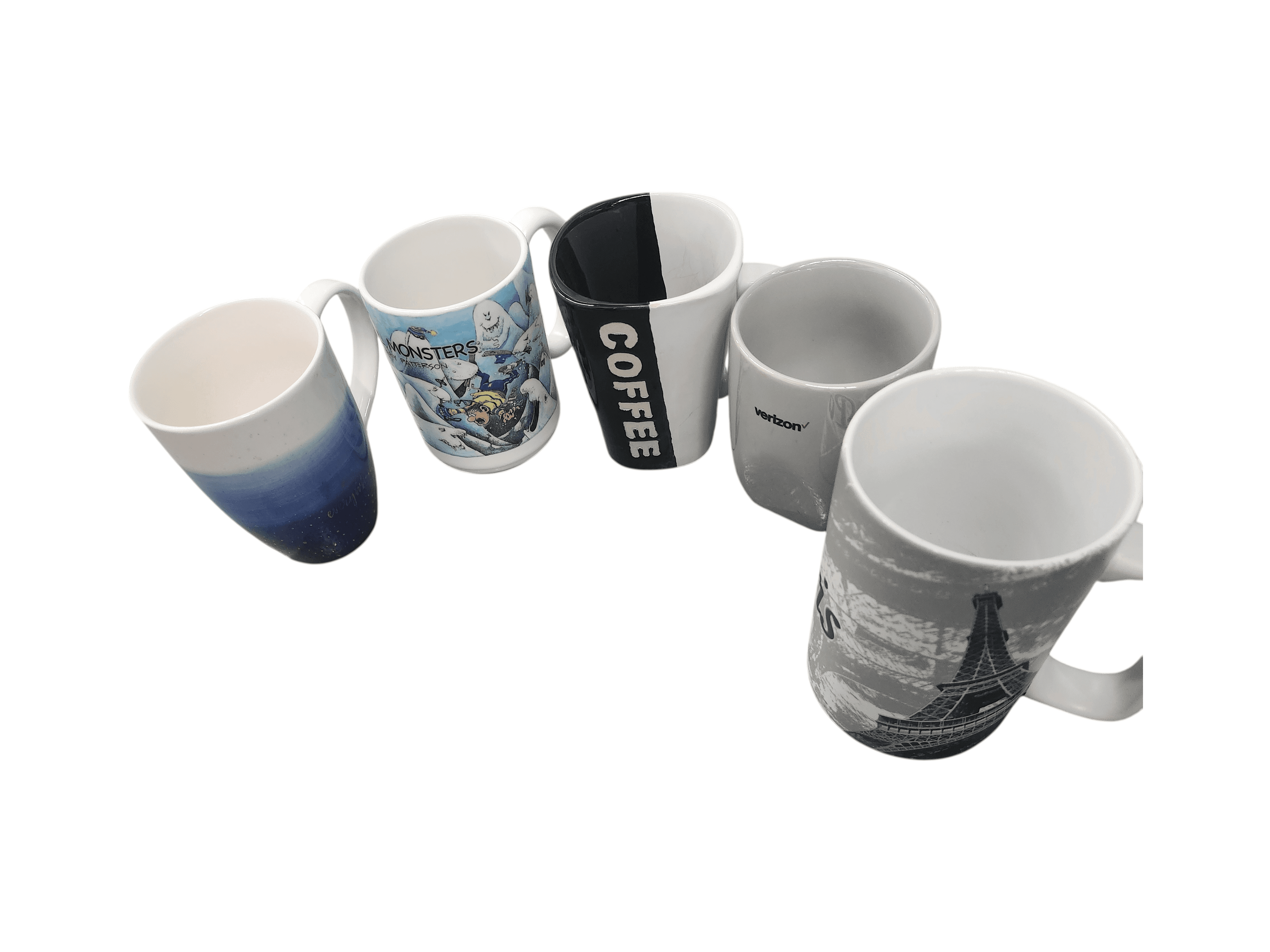 Set of 5 Assorted Ceramic Coffee Mugs - Thumbnail 2