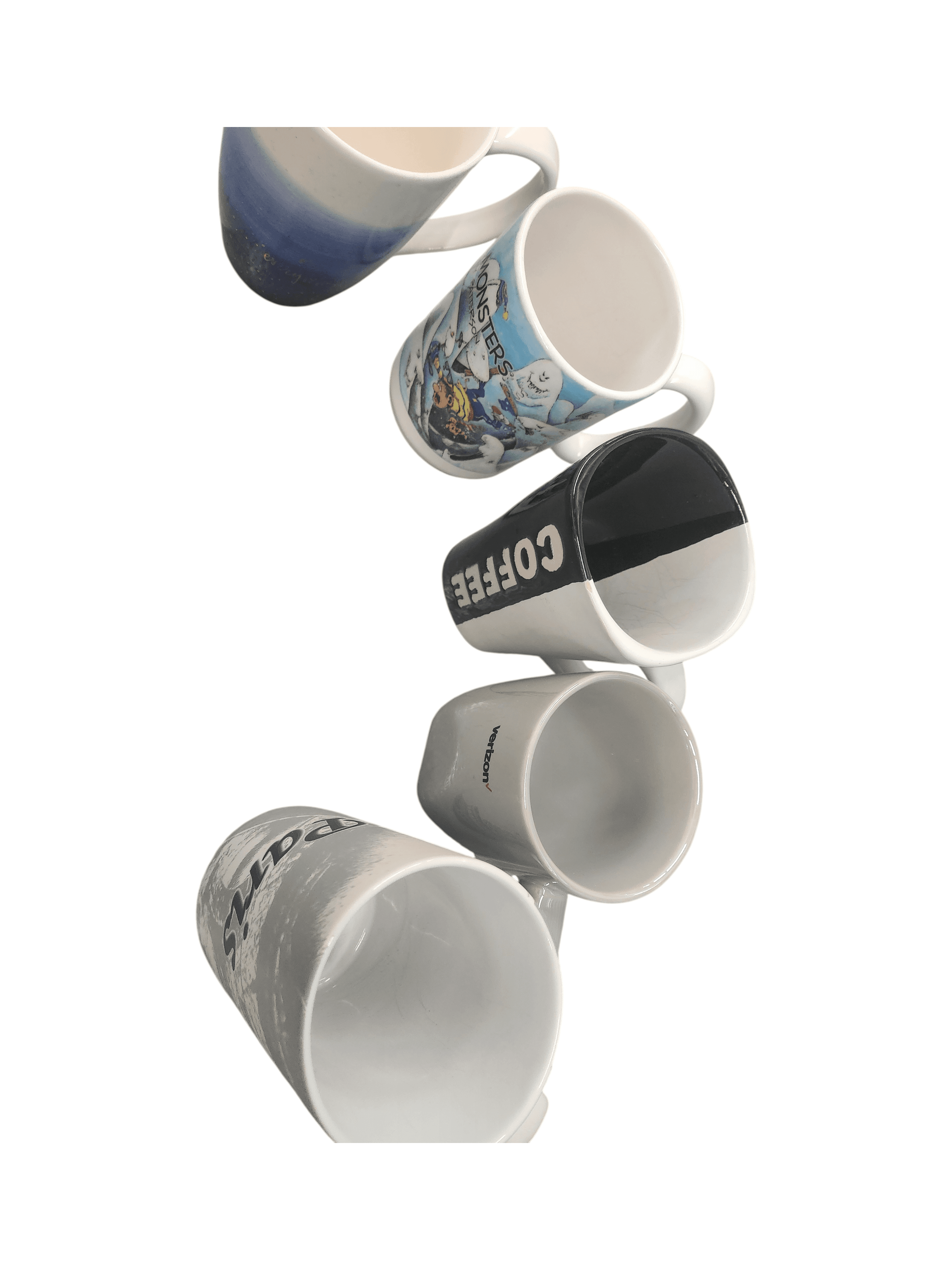 Set of 5 Assorted Ceramic Coffee Mugs - Thumbnail 4
