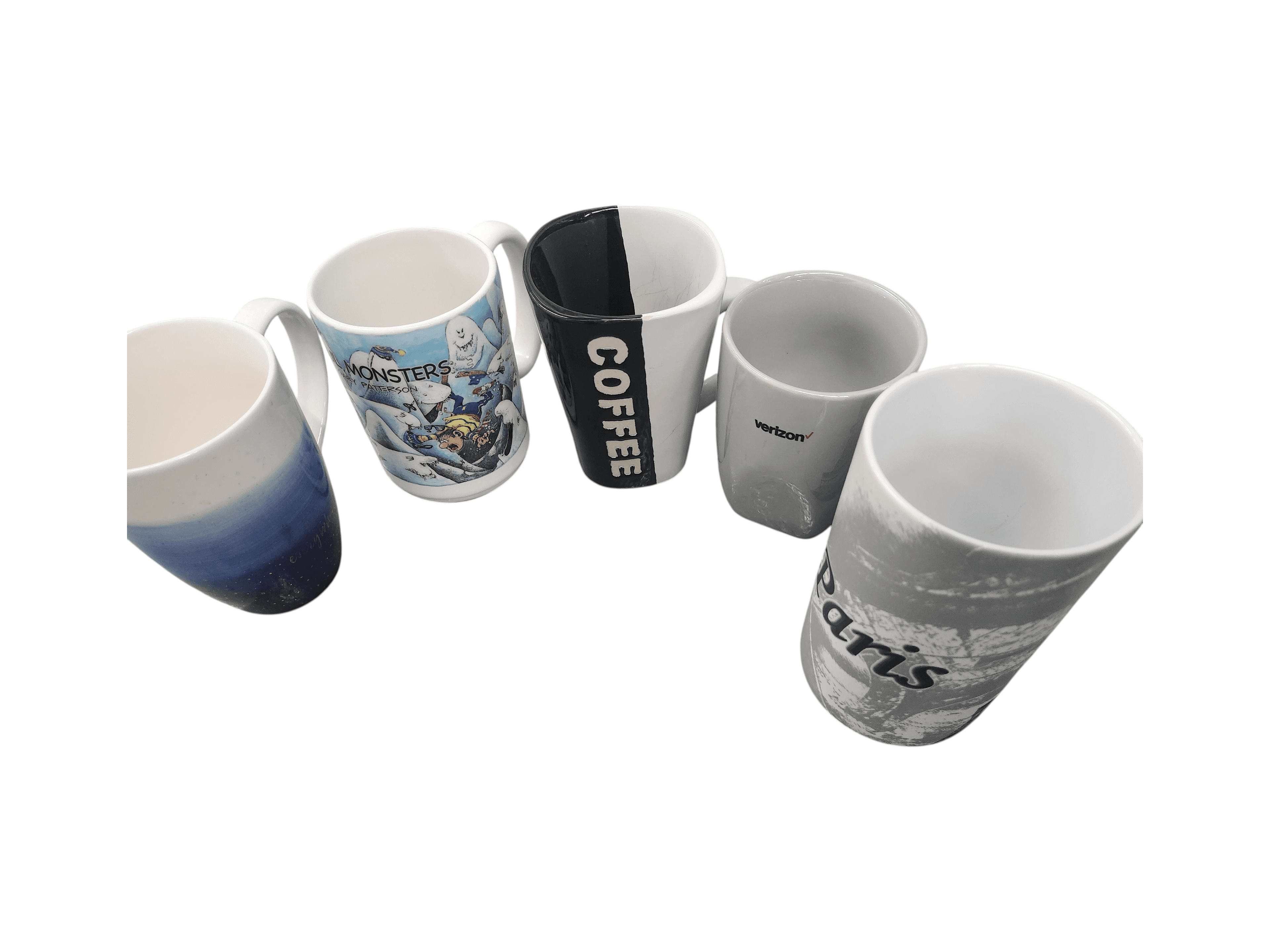 Set of 5 Assorted Ceramic Coffee Mugs - Thumbnail 3